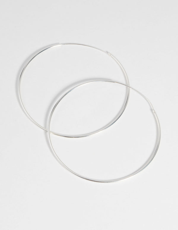 Sterling Silver 50mm Plain Hoop Earrings