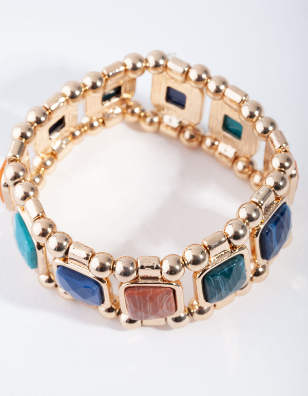 Gold Square Stone Bracelet