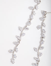 Silver Cubic Zirconia Bendy Vine Drop Earrings - link has visual effect only