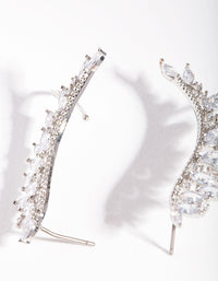 Silver Cubic Zirconia Marquise Crawler Earrings - link has visual effect only