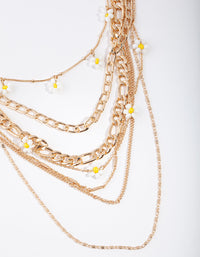 Gold Daisy & Link Necklace - link has visual effect only