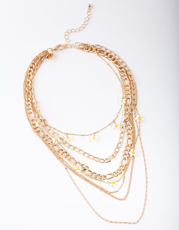 Gold Daisy & Link Necklace