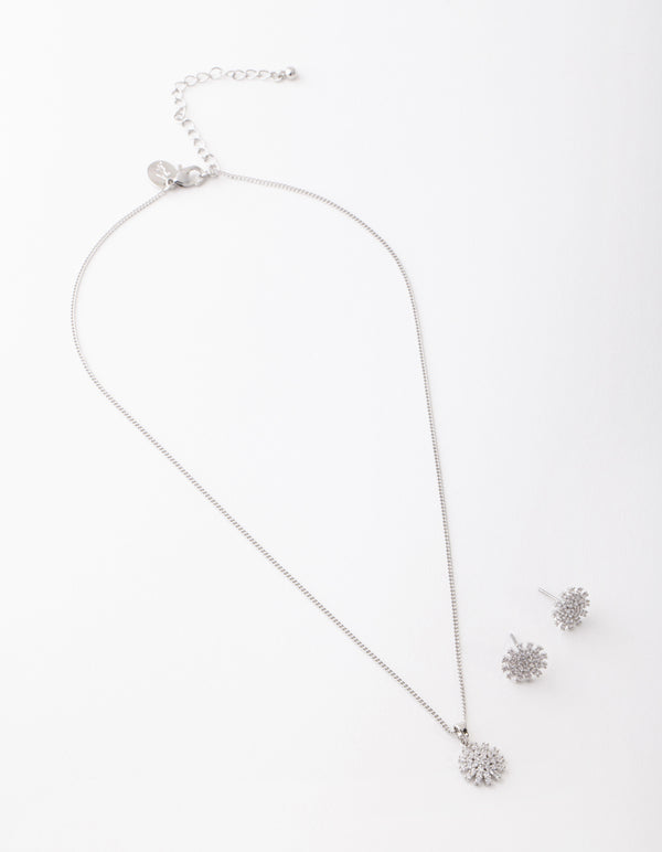 Flower Diamante Necklace & Earring Set