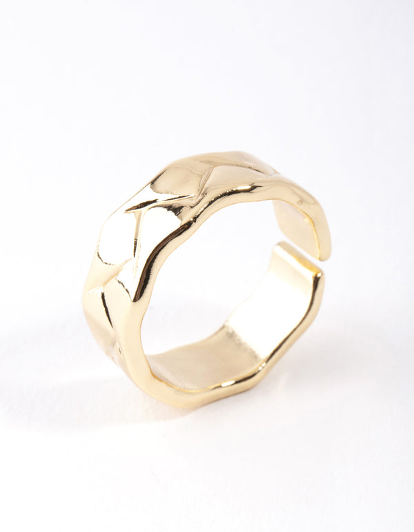 Gold Plated Geometric Molten Adjustable Ring