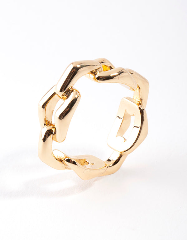 Gold Plated Rectangle Link Ring