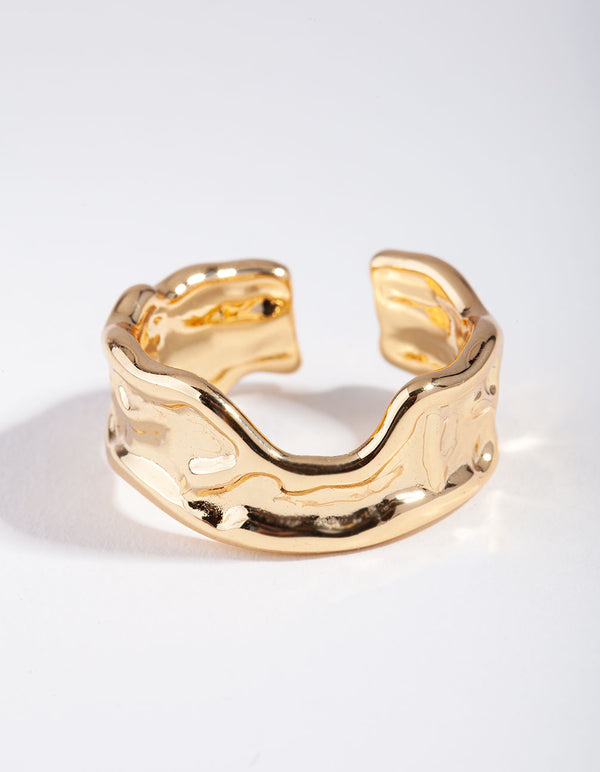 Gold Plated Molten Adjustable Ring