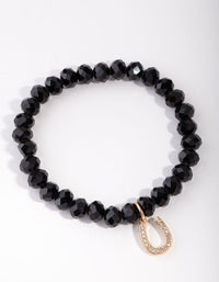 Gold Good Luck Facet Bead Bracelet - link has visual effect only