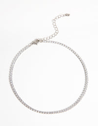 Silver Cubic Zirconia Cupchain Choker - link has visual effect only