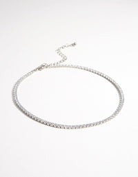 Silver Cubic Zirconia Cupchain Choker - link has visual effect only