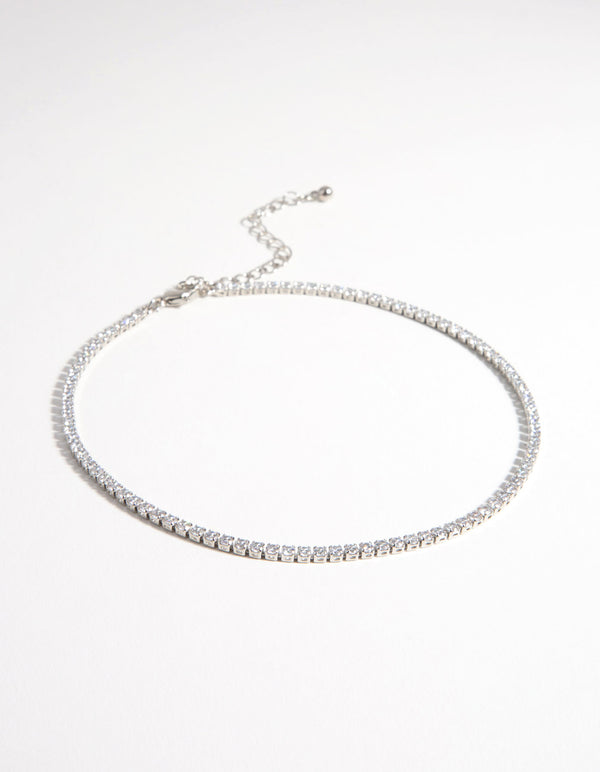 Silver Cubic Zirconia Cupchain Choker