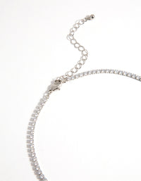 Silver Cubic Zirconia Cupchain Choker - link has visual effect only