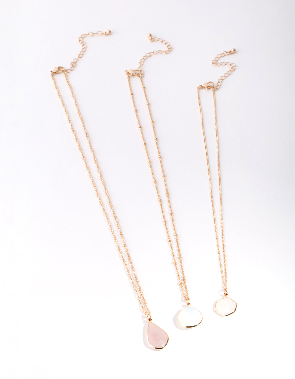 Gold 3 Layer Mix Stone Necklace