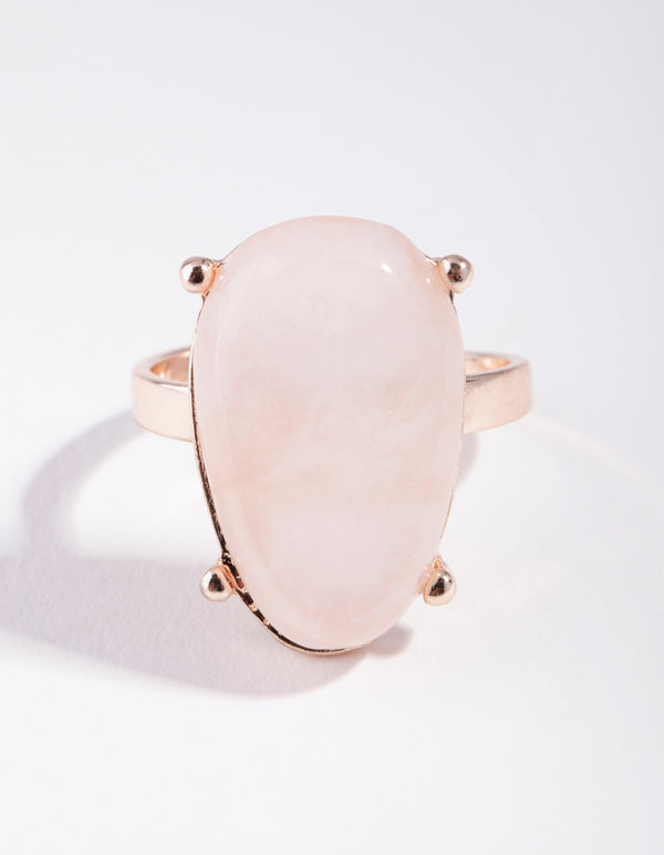 Rose Gold Large Pink Oval Stone Ring