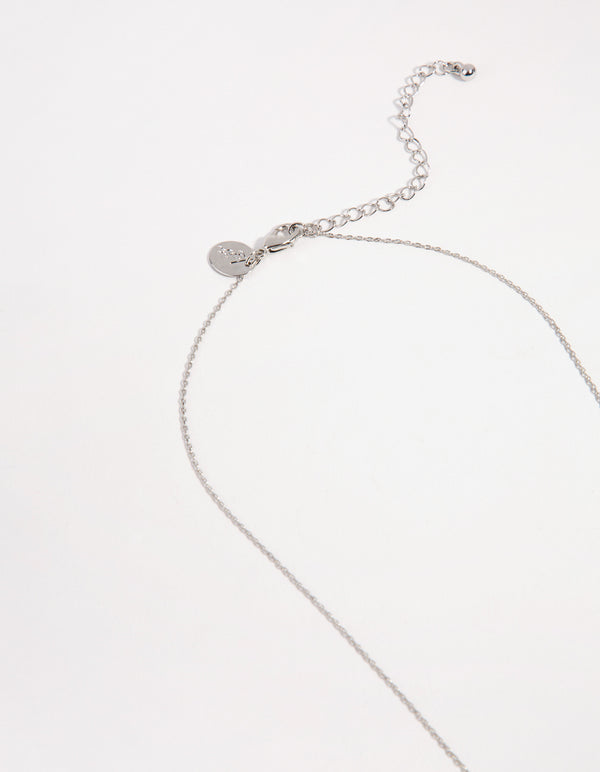 Silver Cubic Zirconia Baguette Butterfly Necklace