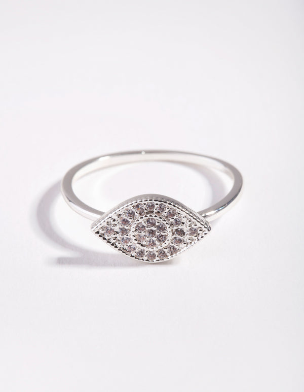 Silver Cubic Zirconia Evil Eye Ring