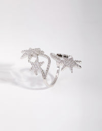 Silver Cubic Zirconia Spiral Stars Ring - link has visual effect only