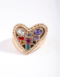 Gold Multi Gem Heart Ring - link has visual effect only