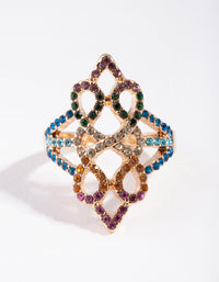 Gold Diamante Filigree Diamante Ring - link has visual effect only