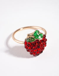 Gold Diamante Strawberry Ring - link has visual effect only
