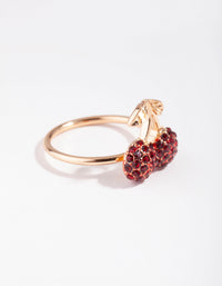 Gold Diamante Cherry Ring - link has visual effect only