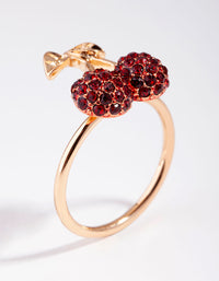 Gold Diamante Cherry Ring - link has visual effect only