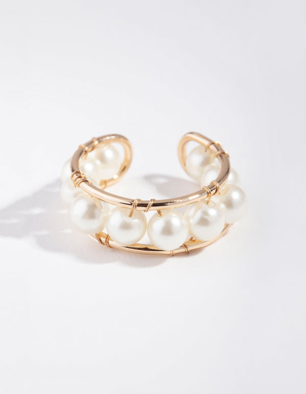 Gold Pearly Band Ring