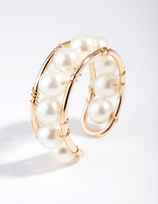 Gold Pearly Band Ring