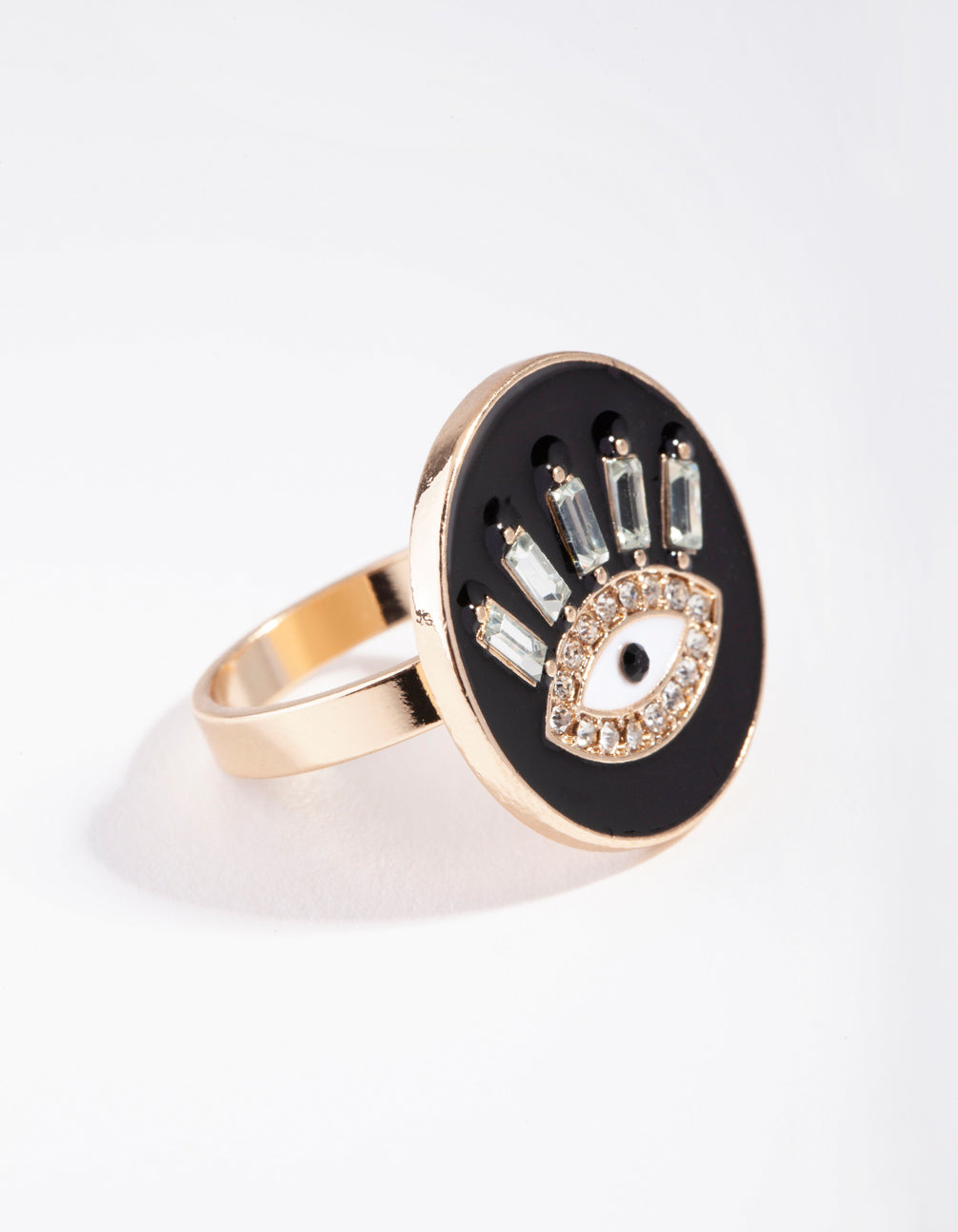 Gold Enamel Diamante Evil Eye Ring