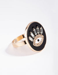 Gold Enamel Diamante Evil Eye Ring - link has visual effect only