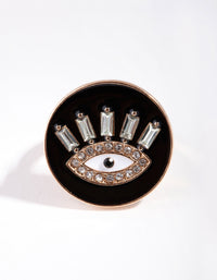 Gold Enamel Diamante Evil Eye Ring - link has visual effect only