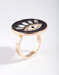 Gold Enamel Diamante Evil Eye Ring - link has visual effect only