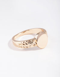 Gold Square Detailed Band Ring - link has visual effect only