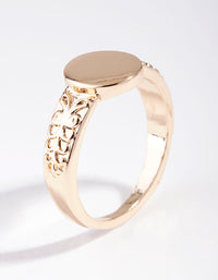 Gold Square Detailed Band Ring - link has visual effect only