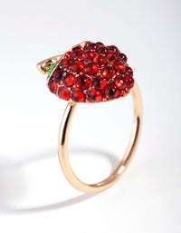 Gold Diamante Strawberry Ring - link has visual effect only
