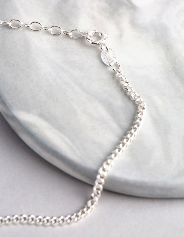 Sterling Silver Diamond Cut Curb Chain Bracelet