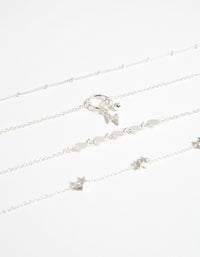 Silver Roses Bracelet & Anklet 4-Pack Set - link has visual effect only