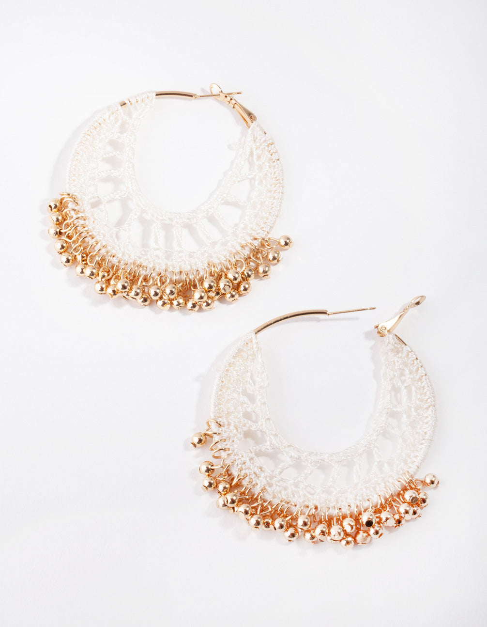 Brown Gold Crochet with Beads Earrings