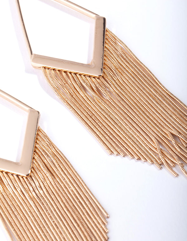 Gold Diamond Shaped Snakechain Earrings