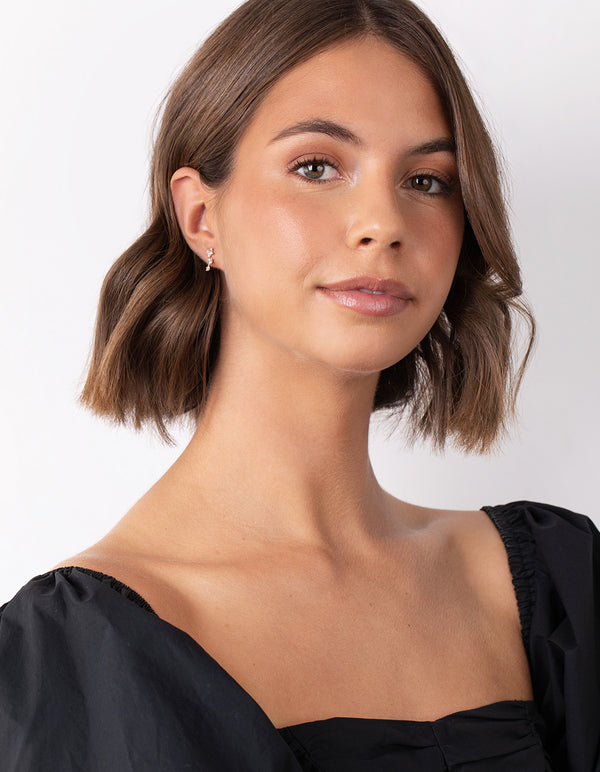 Gold Plated Cubic Zirconia Star Crawler Earrings