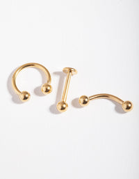 Surgical Steel Gold Mix Piercing Earring Pack - link has visual effect only