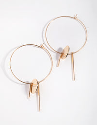 Gold Disc Stick Hoop Earrings - link has visual effect only