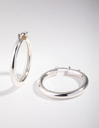 Silver Curved Medium Hoop Earrings - link has visual effect only