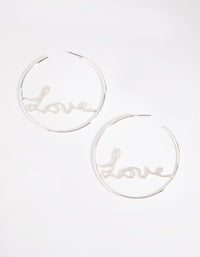 Silver Extra Large Love Hoop Earrings - link has visual effect only