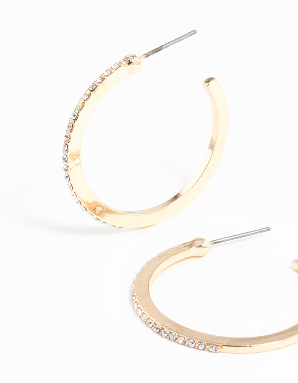 Gold Thin Diamante Hoop Earrings