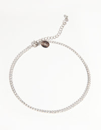 Silver Cubic Zirconia Cupchain Choker - link has visual effect only