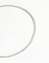 Silver Cubic Zirconia Cupchain Choker - link has visual effect only