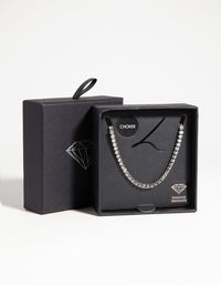 Silver Cubic Zirconia Cupchain Choker - link has visual effect only