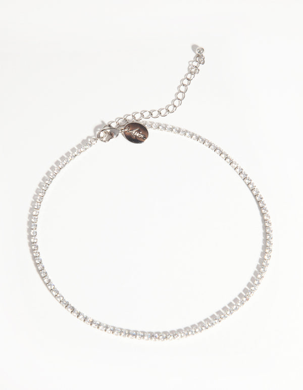 Silver Cubic Zirconia Cupchain Choker