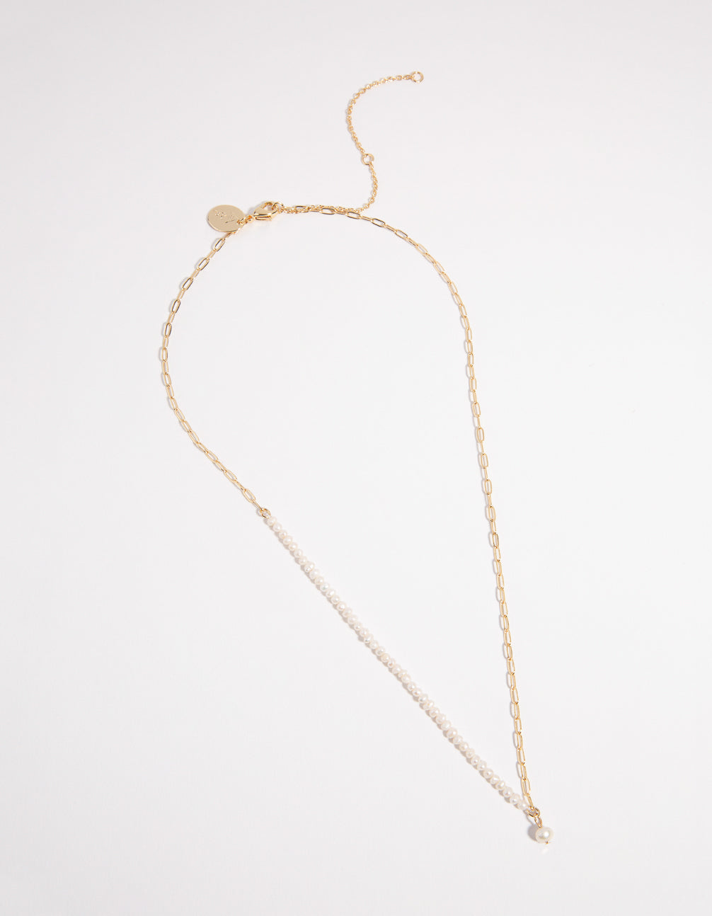 Gold Plated Half Pearl Necklace