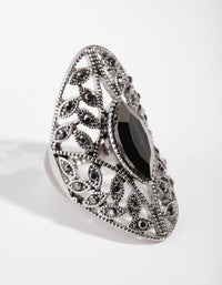 Black Antique Silver Shield Ring - link has visual effect only